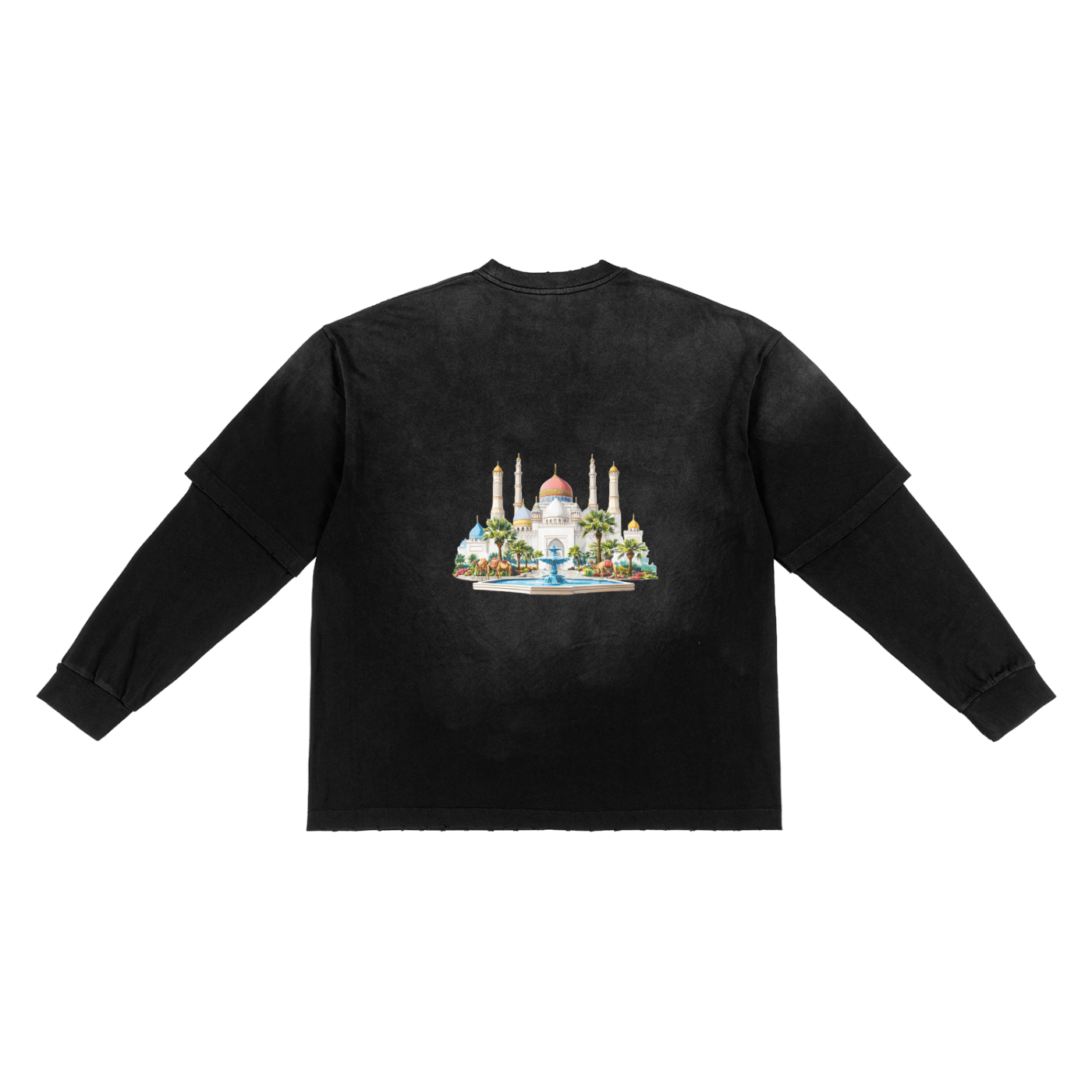 Sunfade Hand-Frayed Faux Two-Piece T-Shirt